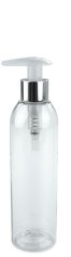 200 ml PET-Flasche transparent, Ø 45,8 mm, Seifenpumpe natur/Metall