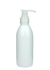 200 ml R-PET-Flasche weiß, Ø 50,4 mm, Seifenpumpe natur