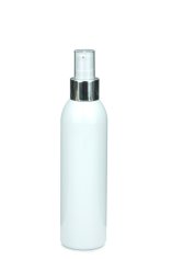 200 ml R-PET-Flasche weiß, Ø 45,8 mm, Lotionpumpe weiß/Metall
