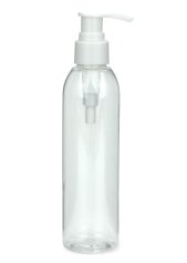 200 ml PET-Flasche transparent, Ø 45,8 mm, Seifenpumpe weiß