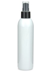 200 ml R-PET-Flasche weiß, Ø 45,8 mm, Lotionpumpe schwarz