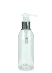200 ml PET-Flasche transparent, Ø 50,4 mm, Seifenpumpe natur/Metall