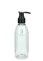 200 ml PET-Flasche transparent, Ø 50,4 mm, Seifenpumpe schwarz