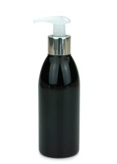 200 ml PET-Flasche schwarz, Ø 50,4 mm, Seifenpumpe natur/Metall