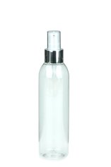 200 ml PET-Flasche transparent, Ø 45,8 mm, Lotionpumpe weiß/Metall