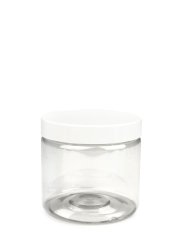 200 ml R-PET-Cylindrical Zylinderdose klar (70/400) – Deckel weiß, glänzend, Dichtkonus