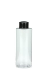 200 ml PETG-Flasche transparent, Ø 50,0 mm, Schraubverschluss schwarz