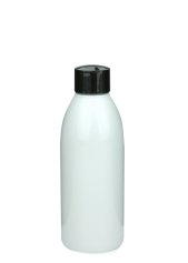200 ml R-PET-Flasche weiß, Ø 50,4 mm, Schraubverschluss schwarz