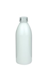200 ml R-PET-Flasche weiß, Ø 50,4 mm, Alu-Schraubkappe weiß