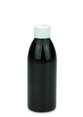200 ml PET-Flasche schwarz, Ø 50,4 mm, Schraubverschluss weiß
