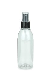 200 ml R-PET-Flasche transparent, Ø 50,4 mm, Sprühzerstäuber schwarz