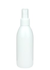 200 ml R-PET-Flasche weiß, Ø 50,4 mm, Sprühzerstäuber weiß, geriffelt