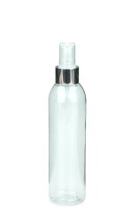 200 ml R-PET-Flasche transparent, Ø 45,8 mm, Sprühzerstäuber, Luxury-Ausführung natur