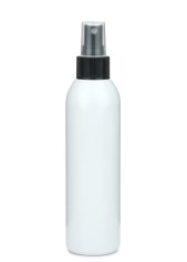 200 ml R-PET-Flasche weiß, Ø 45,8 mm, Sprühzerstäuber schwarz, geriffelt