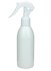 200 ml PET-Flasche weiß, Ø 50,4 mm, Mini-Trigger-Sprühzerstäuber weiß, glatt