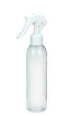 200 ml PET-Flasche transparent, Ø 45,8 mm, Mini-Trigger-Sprühzerstäuber weiß