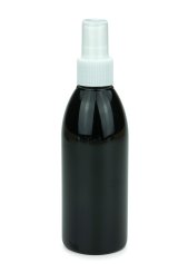 200 ml PET-Flasche schwarz, Ø 50,4 mm, Sprühzerstäuber weiß, geriffelt