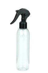 200 ml PET-Flasche transparent, Ø 45,8 mm, Mini-Trigger-Sprühzerstäuber schwarz