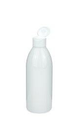 250 ml R-PET-Flasche weiß, Ø 54,5 mm, Klappverschluss, Softline matt weiß