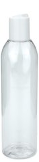 250 ml R-PET-Flasche transparent, Ø 49,0 mm, Disc-Top-Verschluss weiß