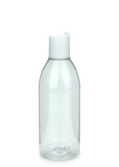 250 ml PET-Flasche transparent, Ø 54,5 mm, Disc-Top-Verschluss weiß