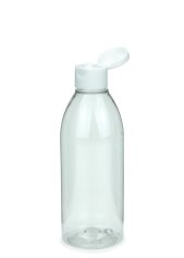 250 ml PET-Flasche transparent, Ø 54,5 mm, Klappverschluss weiß
