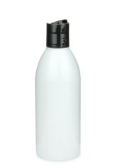 250 ml PET-Flasche weiß, Ø 54,5 mm, Disc-Top-Verschluss schwarz