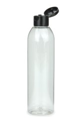 250 ml PET-Flasche transparent, Ø 49,0 mm, Klappverschluss schwarz