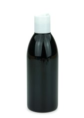 250 ml PET-Flasche schwarz, Ø 54,5 mm, Disc-Top-Verschluss weiß