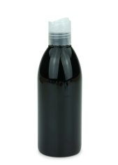250 ml PET-Flasche schwarz, Ø 54,5 mm, Disc-Top-Verschluss transparent