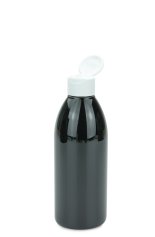 250 ml PET-Flasche schwarz, Ø 54,5 mm, Klappverschluss, Softline matt weiß
