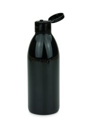 250 ml PET-Flasche schwarz, Ø 54,5 mm, Klappverschluss schwarz