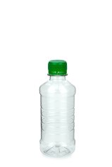 250 ml PET-Lebensmittelflasche transparent, Ø 55,0 mm, Verschluss grün