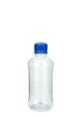 250 ml PET-Lebensmittelflasche transparent, Ø 55,0 mm, Verschluss blau