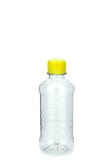 250 ml PET-Lebensmittelflasche transparent, Ø 55,0 mm, Verschluss gelb