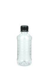 250 ml PET-Lebensmittelflasche transparent, Ø 55,0 mm, Verschluss schwarz