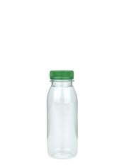 250 ml PET-Smoothie-Flasche transparent, Ø 54,0 mm, Verschluss grün