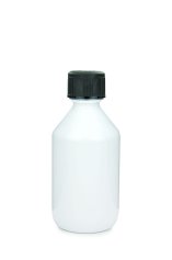 250 ml PET-Laborflasche KISI weiß, Ø 63,0 mm, Verschluss schwarz