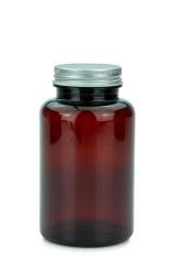 250 ml PET-Packer Schraubdose braun (45/400) – mit Aluminium-Schraubdeckel, glänzend