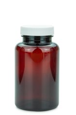 250 ml PET-Packer Schraubdose braun (45/400) – mit Induktionssiegel, Deckel weiß, matt geriffelt