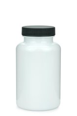 250 ml PET-Packer Schraubdose weiß (45/400) – mit Schraubdeckel, Deckel schwarz, matt gerippt