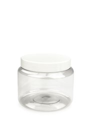 250 ml PET-Classic Tiegel klar (70/400) – Deckel weiß, glänzend, Induktionssiegel