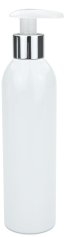 250 ml PET-Flasche weiß, Ø 49,0 mm, Seifenpumpe natur/Metall