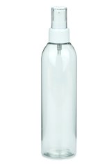250 ml R-PET-Flasche transparent, Ø 49,0 mm, Lotionpumpe weiß