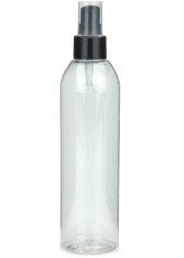 250 ml R-PET-Flasche transparent, Ø 49,0 mm, Lotionpumpe schwarz