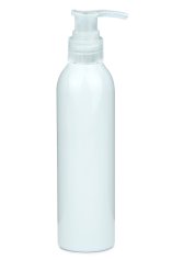 250 ml R-PET-Flasche weiß, Ø 49,0 mm, Seifenpumpe natur