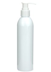 250 ml R-PET-Flasche weiß, Ø 49,0 mm, Seifenpumpe weiß