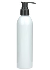 250 ml R-PET-Flasche weiß, Ø 49,0 mm, Seifenpumpe schwarz