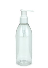 250 ml PET-Flasche transparent, Ø 54,5 mm, Seifenpumpe weiß