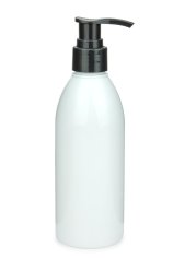 250 ml PET-Flasche weiß, Ø 54,5 mm, Seifenpumpe schwarz